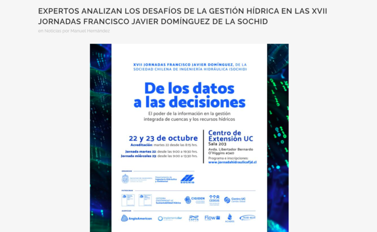 CEDEUS | Expertos analizan los desafíos de la gestión hídrica en las XVII Jornadas Francisco Javier Domínguez de la SOCHID