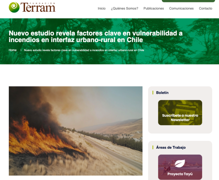 Terram | Nuevo estudio revela factores clave en vulnerabilidad a incendios en interfaz urbano-rural en Chile