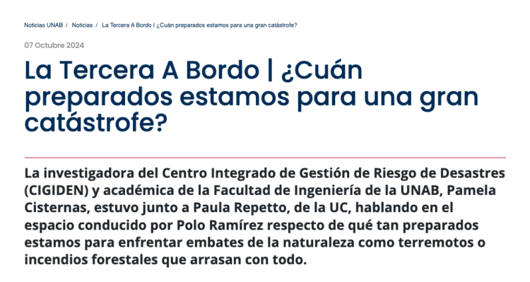 UNAB | ¿Cuán preparados estamos para una gran catástrofe?
