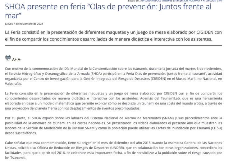ARMADA | SHOA presente en feria “Olas de prevención: Juntos frente al mar”