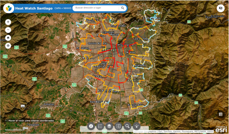 ¿Dónde están las personas durante las horas de calor?: Mapa estima exposición al calor en el Gran Santiago