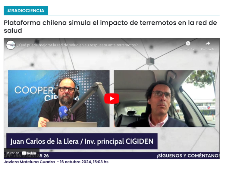 Cooperativa Ciencias | Plataforma chilena simula el impacto de terremotos en la red de salud