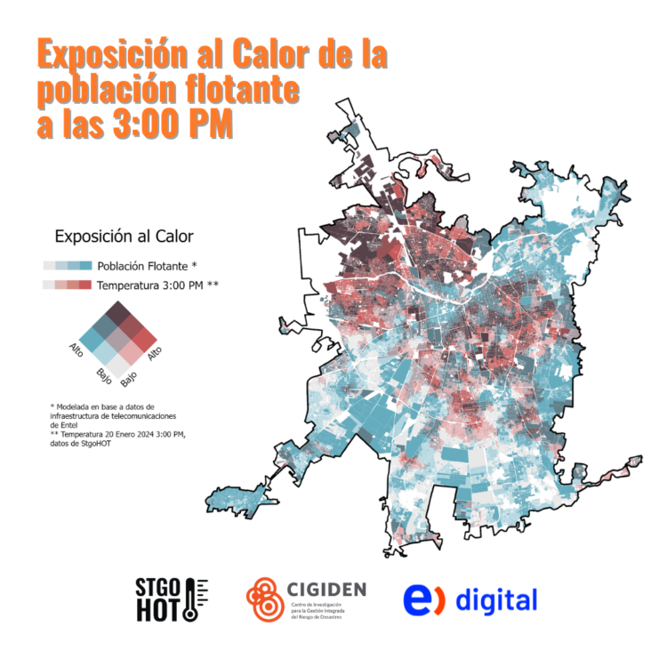 ¿Dónde están las personas durante las horas de calor?: Mapa estima exposición al calor en el Gran Santiago