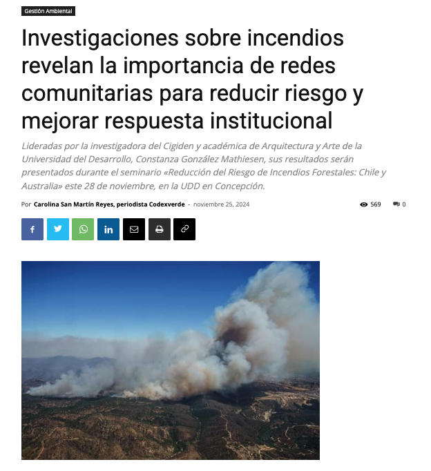 CodexVerde | Investigaciones sobre incendios revelan la importancia de redes comunitarias para reducir riesgo y mejorar respuesta institucional