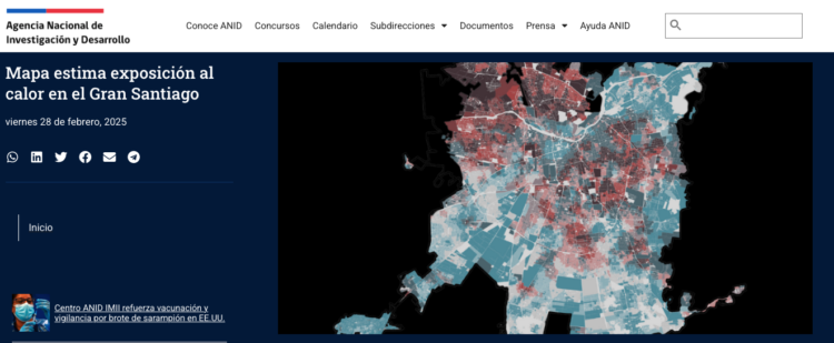ANID | Mapa estima exposición al calor en el Gran Santiago
