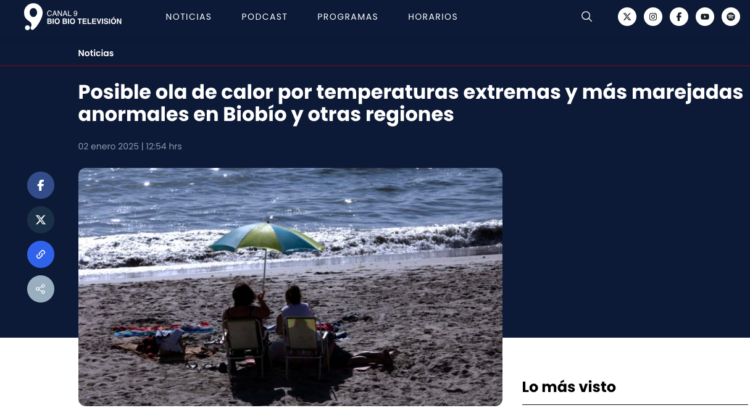Canal 9 | Posible ola de calor por temperaturas extremas y más marejadas anormales en Biobío y otras regiones
