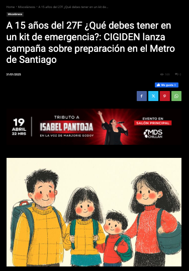 Chillán Online | A 15 años del 27F ¿Qué debes tener en un kit de emergencia?: CIGIDEN lanza campaña sobre preparación en el Metro de Santiago