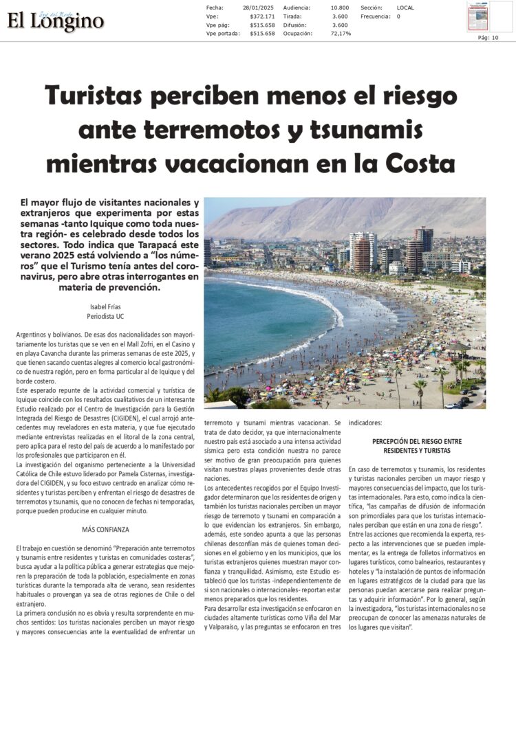 El Longino | Turistas perciben menos el riesgo ante terremotos y tsunamis mientras vacacionan en la Costa
