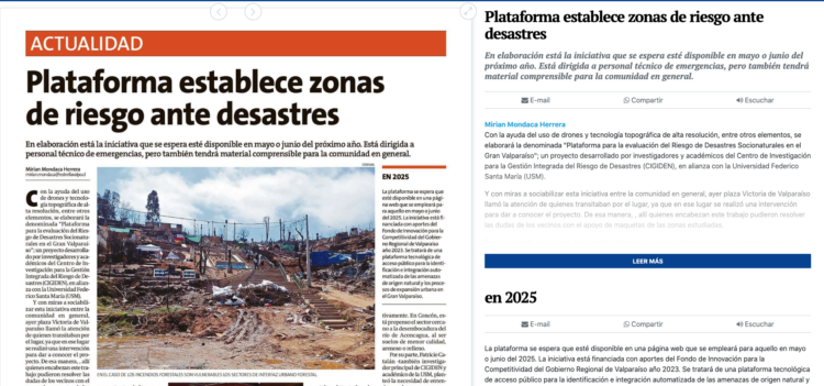 Estrella de Valparaíso | Plataforma establece zonas de riesgo ante desastres