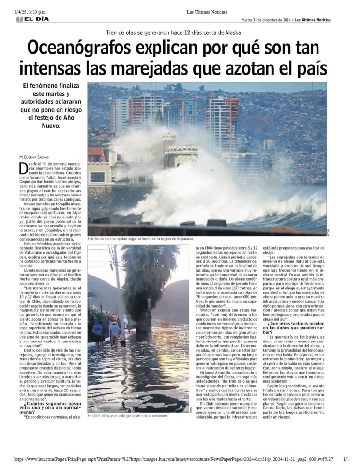 LUN | Oceanógrafos explican por qué son tan intensas las marejadas que azotan el país