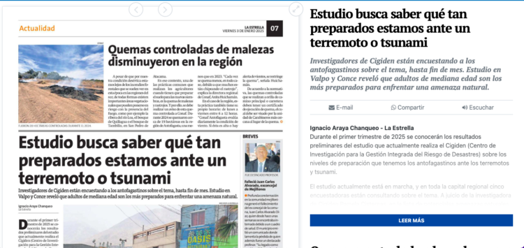 La Estrella de Antofagasta | Estudio busca saber qué tan preparados estamos ante terremoto o tsunami