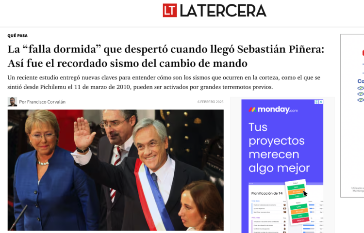 La Tercera | La “falla dormida” que despertó cuando llegó Sebastián Piñera: Así fue el recordado sismo del cambio de mando