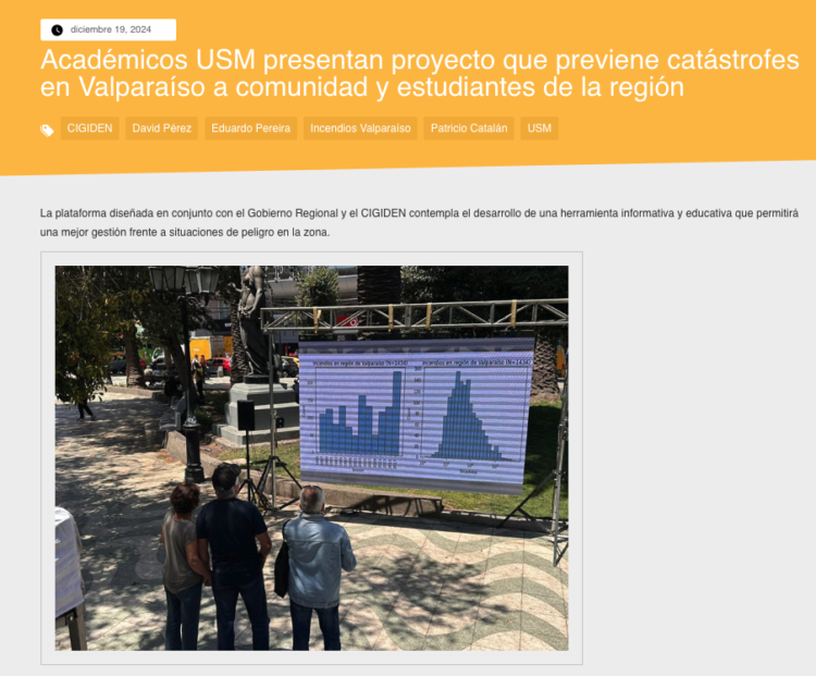 Red G9 | Académicos USM presentan proyecto que previene catástrofes en Valparaíso a comunidad y estudiantes de la región