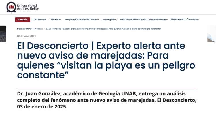 UNAB | El Desconcierto | Experto alerta ante nuevo aviso de marejadas: Para quienes “visitan la playa es un peligro constante”