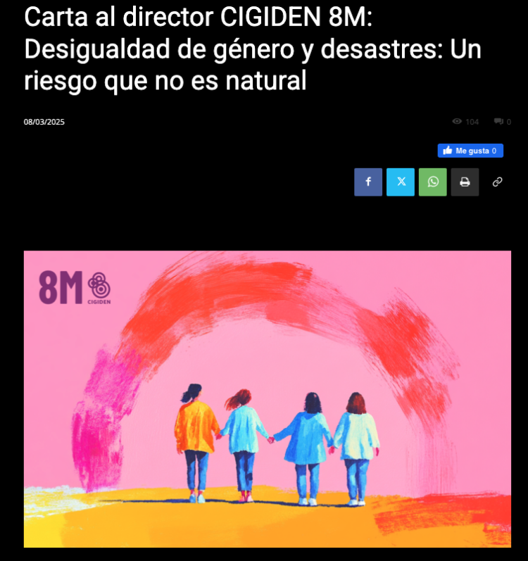 Chillán Online | Carta al director CIGIDEN 8M: Desigualdad de género y desastres: Un riesgo que no es natural
