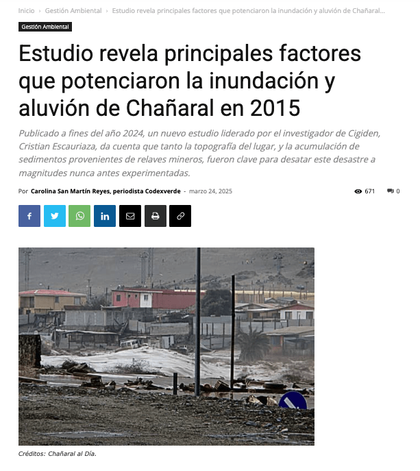 CodexVerde | Estudio revela principales factores que potenciaron la inundación y aluvión de Chañaral en 2015