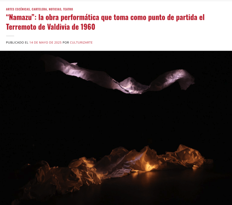Culturizarte | “Namazu”: la obra performática que toma como punto de partida el Terremoto de Valdivia de 1960