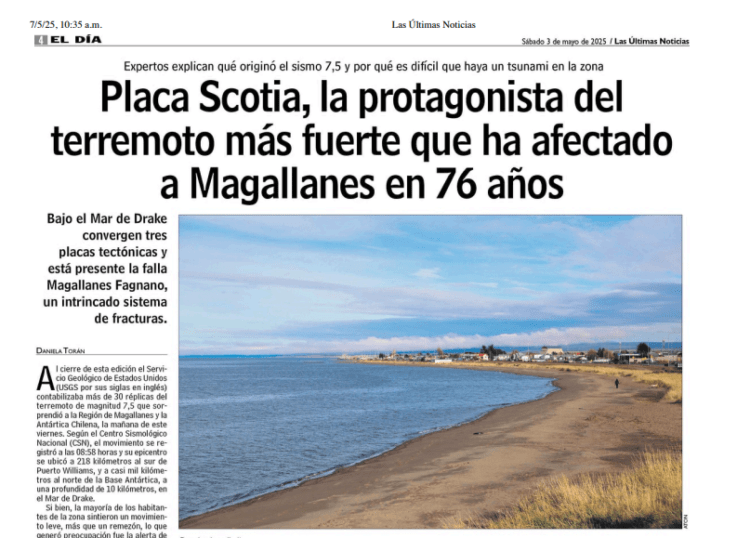 LUN | Placa Scotia, la protagonista del terremoto más fuerte que ha afectado a Magallanes en 76 años