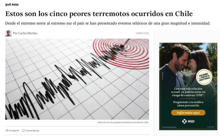 La Tercera | Estos son los cinco peores terremotos ocurridos en Chile