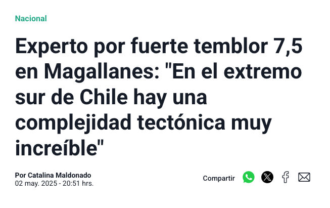 Meganoticias | Experto por fuerte temblor 7,5 en Magallanes: «En el extremo sur de Chile hay una complejidad tectónica muy increíble»