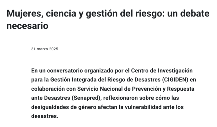 UC | Mujeres, ciencia y gestión del riesgo: un debate necesario