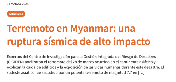 UCN | Terremoto en Myanmar: una ruptura sísmica de alto impacto