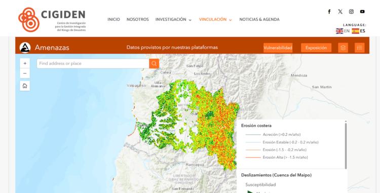 Nueva Central de Plataformas CIGIDEN centraliza el acceso a herramientas y a datos geoespaciales para la Gestión del Riesgo de Desastre